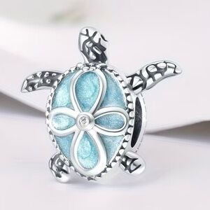 Silver and Blue Turtle Pendant